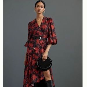 Caballero abstract wrap midi dress Anthropologie